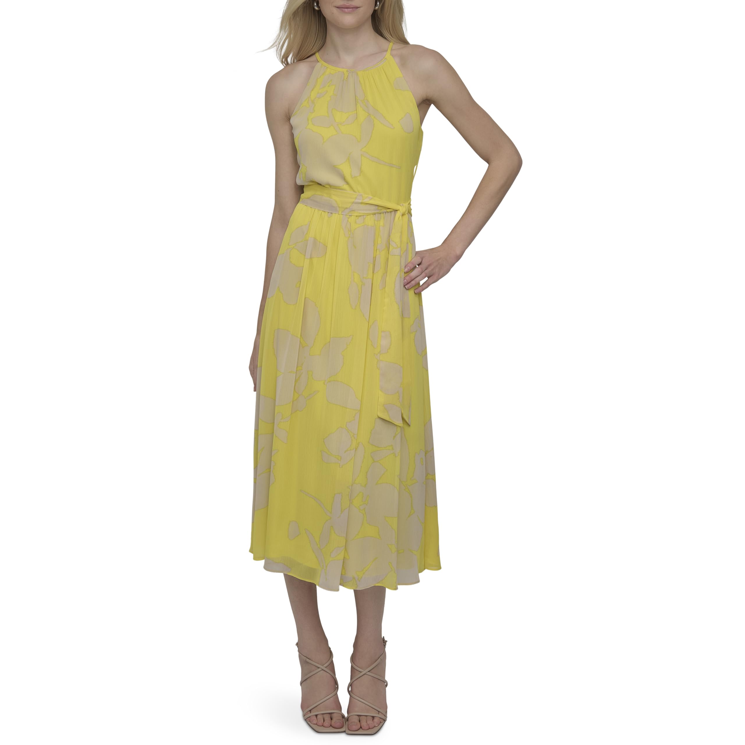 DKNY Women's V-Neck Ruffle Sleeve Dress (Pack of 1)