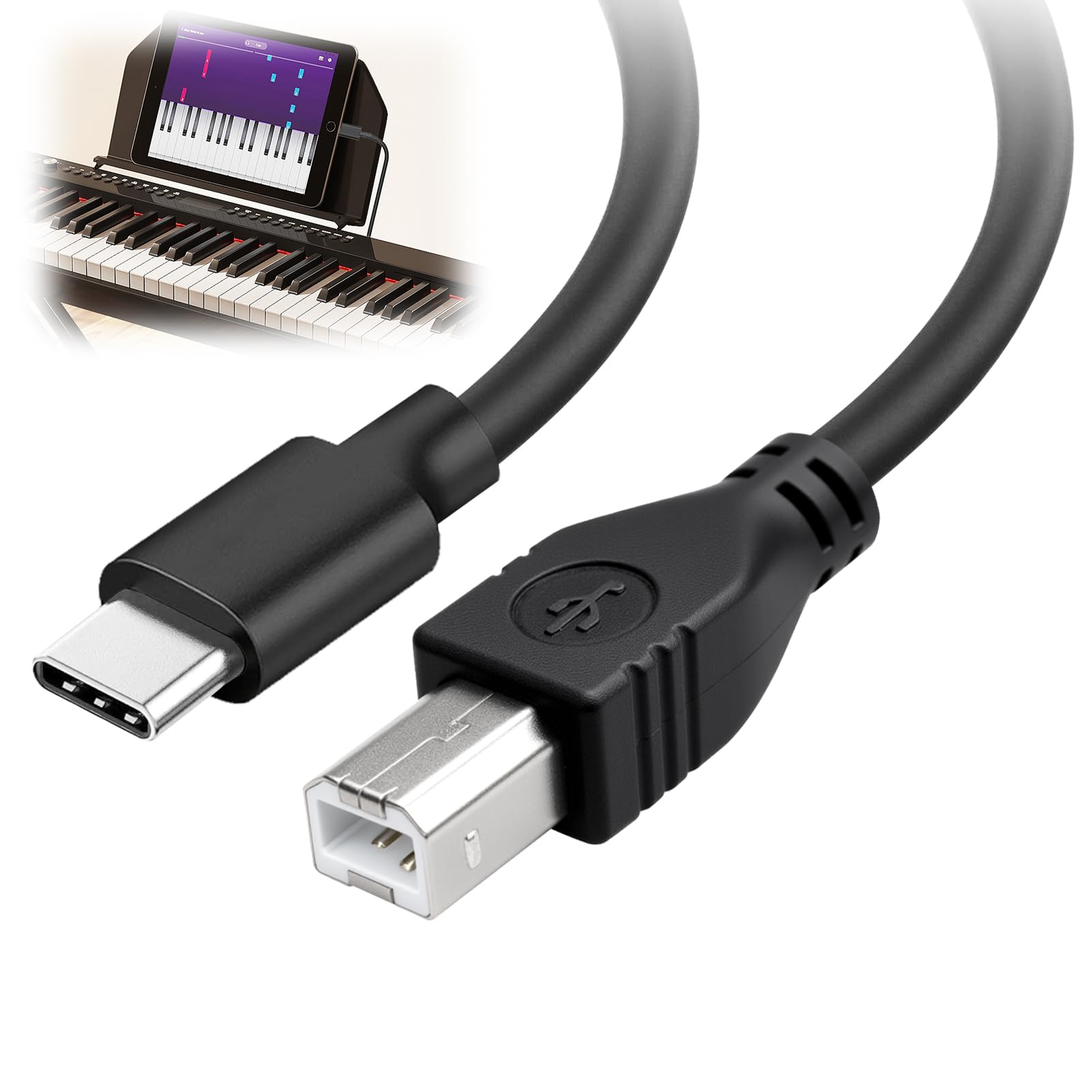 USB C to USB B MIDI Printer Cable for Yamaha Casio Digital Piano 1M Black | USB-