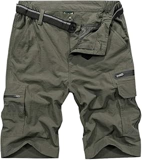 Men's Outdoor Casual Elastic Waist Lightweight Water Resistant Quick Dry Cargo Fishing Hiking Shorts