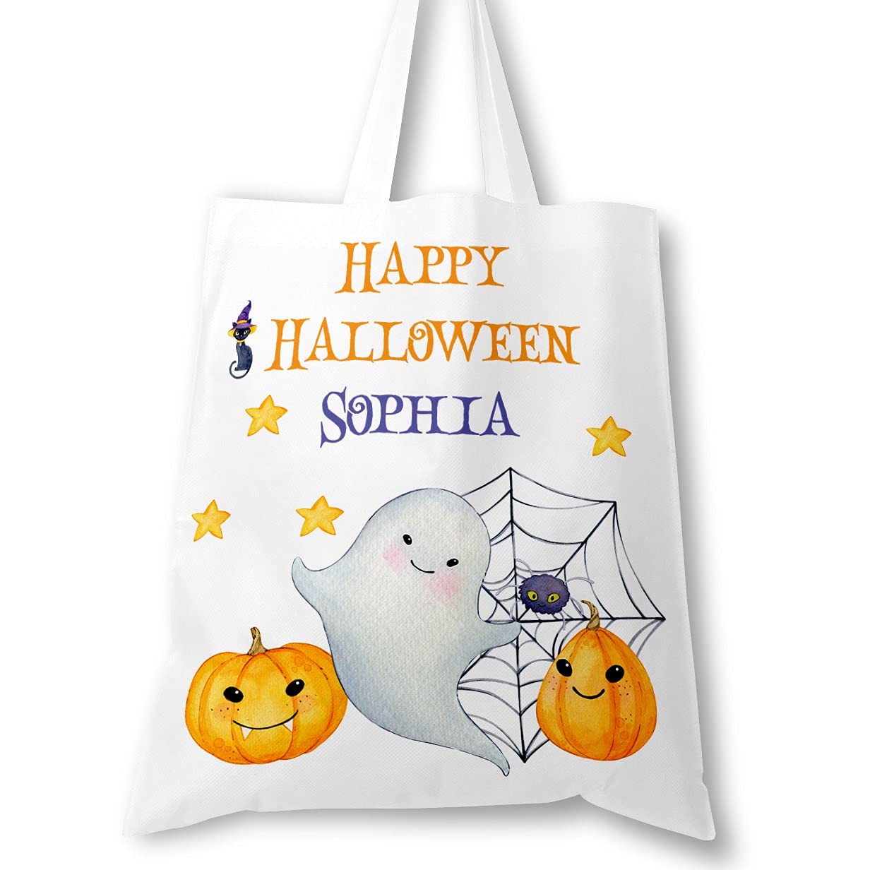 Personalised Halloween Trick or Treat Tote Bag with Name for Kids