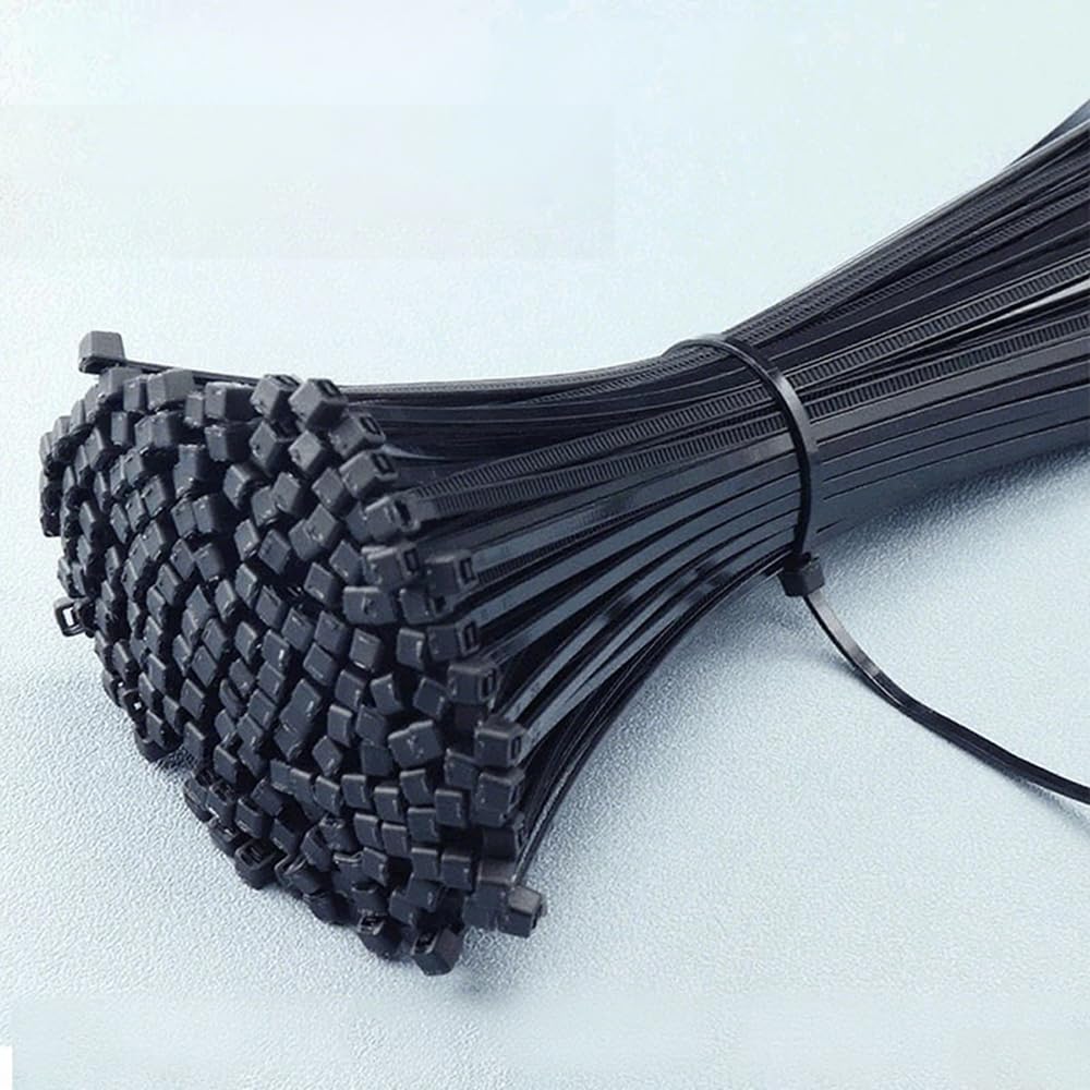 100pcs 8" Black Cable Ties Strong nylon self-tensile strength Perfect for home, 