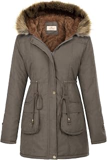 GRACE KARIN Women's Winter Coats Fleece Parkas Anoraks Hooded Military Jacket Coats