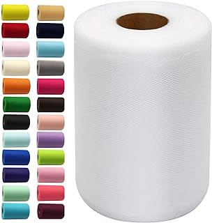 IONTACH White Tulle Fabric Roll 6 Inch X 100 Yards Tulle Ribbon | Lightweight, Sheer Tulle Fabric for Christmas Decoration, Gift Wrapping, Tree Bows, Wreaths, Party Background & DIY Crafts