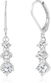 Ohrringe Hängend Damen Gold Silber 925 Zirkonia Glitzer Anhänger Geschenk