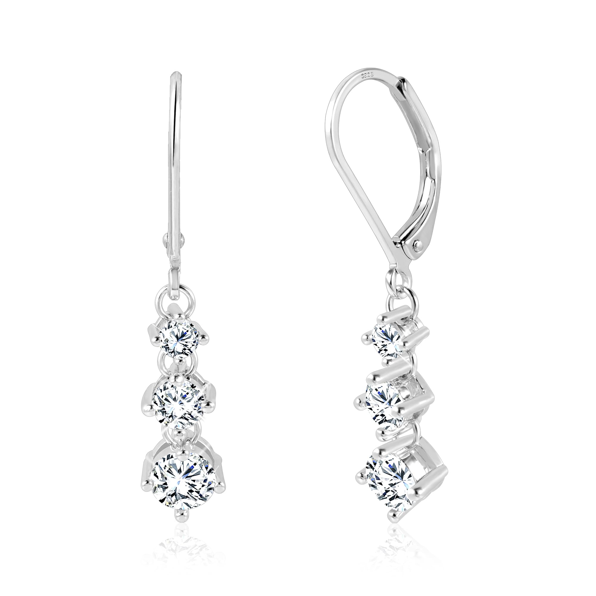 Ohrringe Hängend Damen Gold Silber 925 Zirkonia Glitzer Anhänger Geschenk