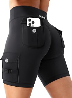YEOREO CoreFlex Women Workout Cargo Shorts 8"