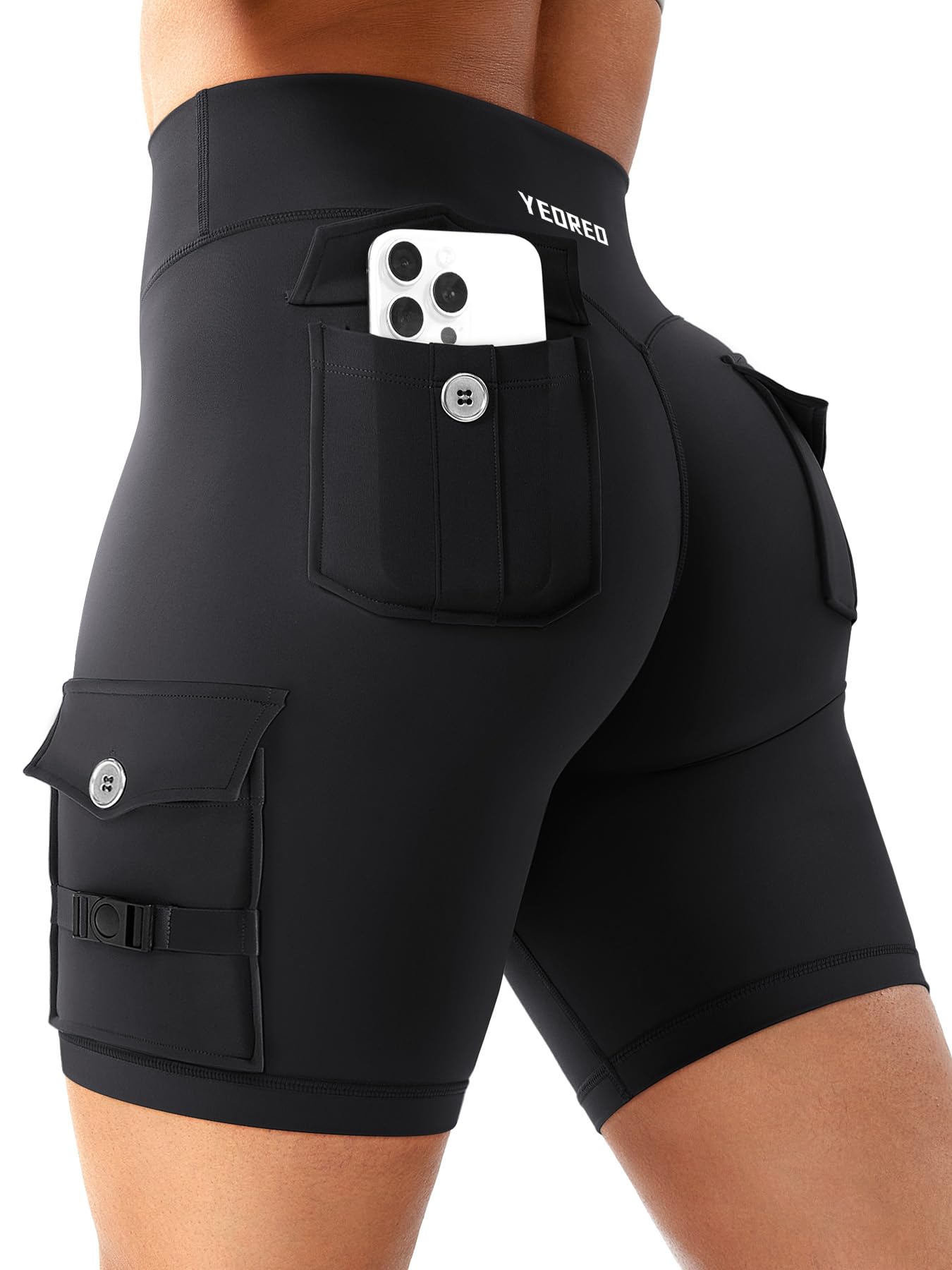 YEOREO CoreFlex Women Workout Cargo Shorts 8"