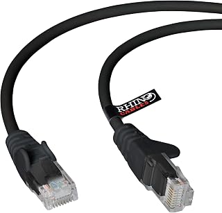 rhinocables CAT 6 High-Speed Gigabit Ethernet Cable - Patch Network Lead for LAN| Snagless UTP With LSZH Jacket | RJ45 Connector - Internet, Router, Modem, Smart TV, PC & More (2m, Black, Pack of 1)