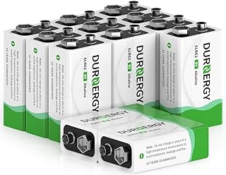 DURNERGY 9V Batteries 12 Pack, Alkaline 9 Volt Batteries Eliminator 6LR61 Alkaline, 10 Years Shelf Life, 9 Volt Battery for Smoke Alarms, Battery 9v Size for Smoke Detector