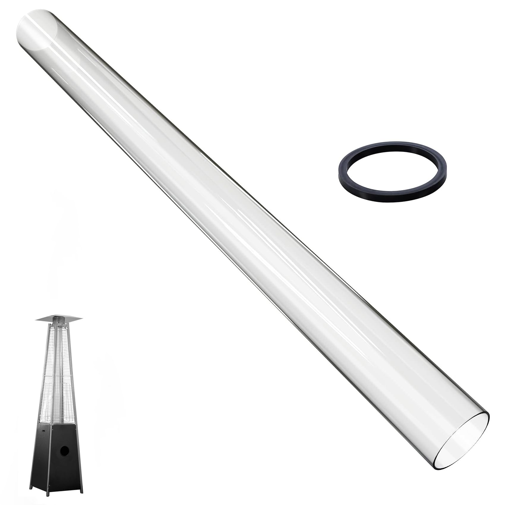 Patio Heater Glass Tube Replacement, 49.5 x 4" Patio Heater Replacement Parts wi