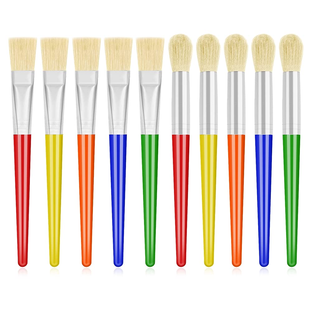 10Pcs Paint Brushes for Kids, Anezus Kids Paint Brushes Toddler Large Chubby Bru