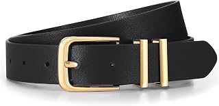 JASGOOD Women's Fashion Elegant Leather Belt with Gold Buckle for Jeans Trousers Dresses