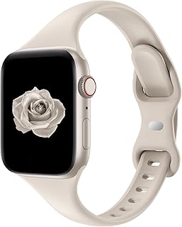 Thin Slim Silicone Band Compatible with Apple Watch Women Men, Starlight | 38mm 40mm 41mm 42mm 44mm 45mm 46mm 49mm, Soft Sport Strap Wristbands for iWatch Series 12/11/10/9/8/7/6/5/4/3/2/1 SE Ultra