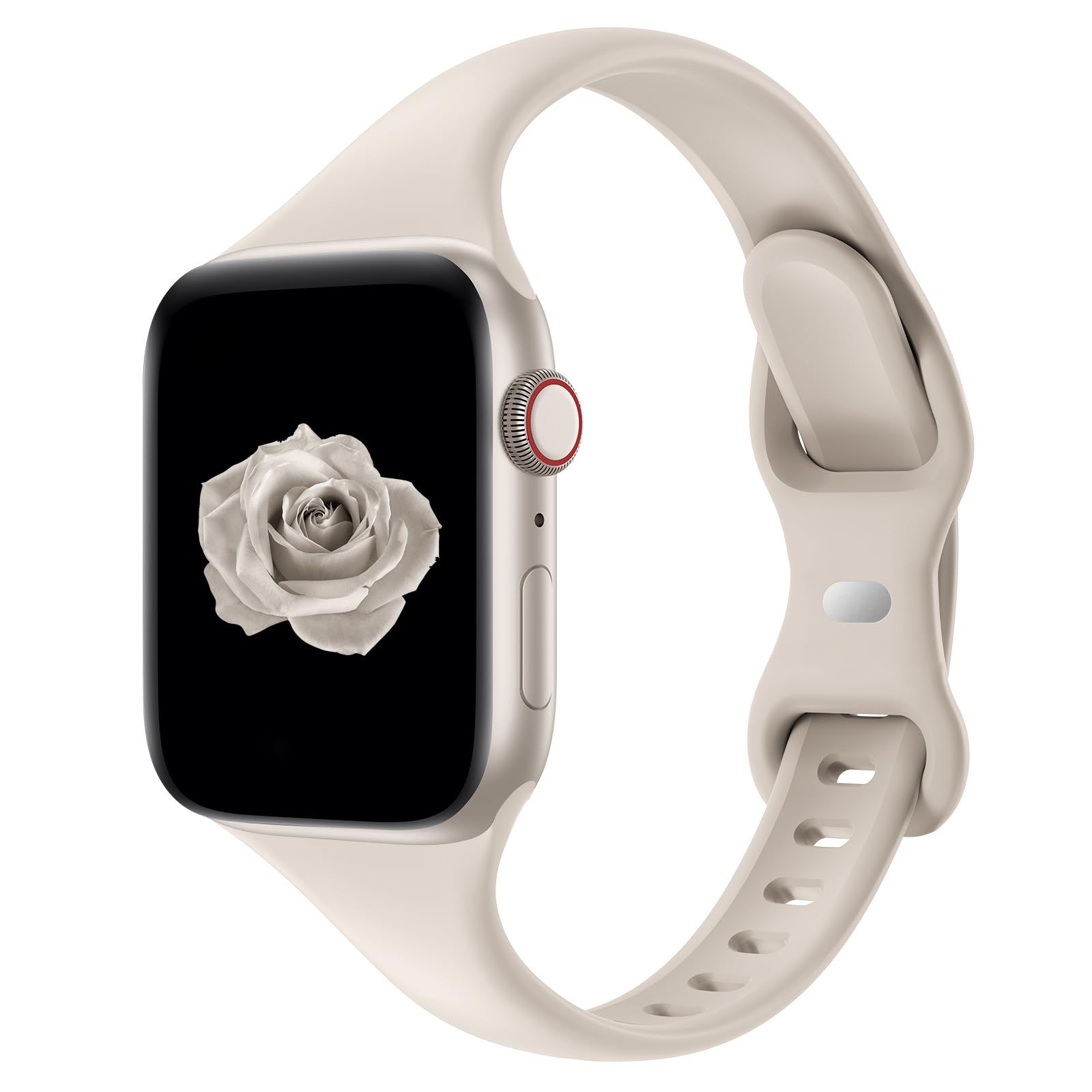 Thin Slim Silicone Band Compatible with Apple Watch Women Men, Starlight | 38mm 
