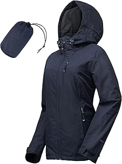 33,000ft Rain Jacket Women Lightweight Hooded Packable Breathable Coat Ideal for Running and Hiking