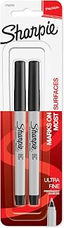 Sharpie Permanent Markers, Ultra Fine Point, Black, 2 Count - Home, School, Office Supplies