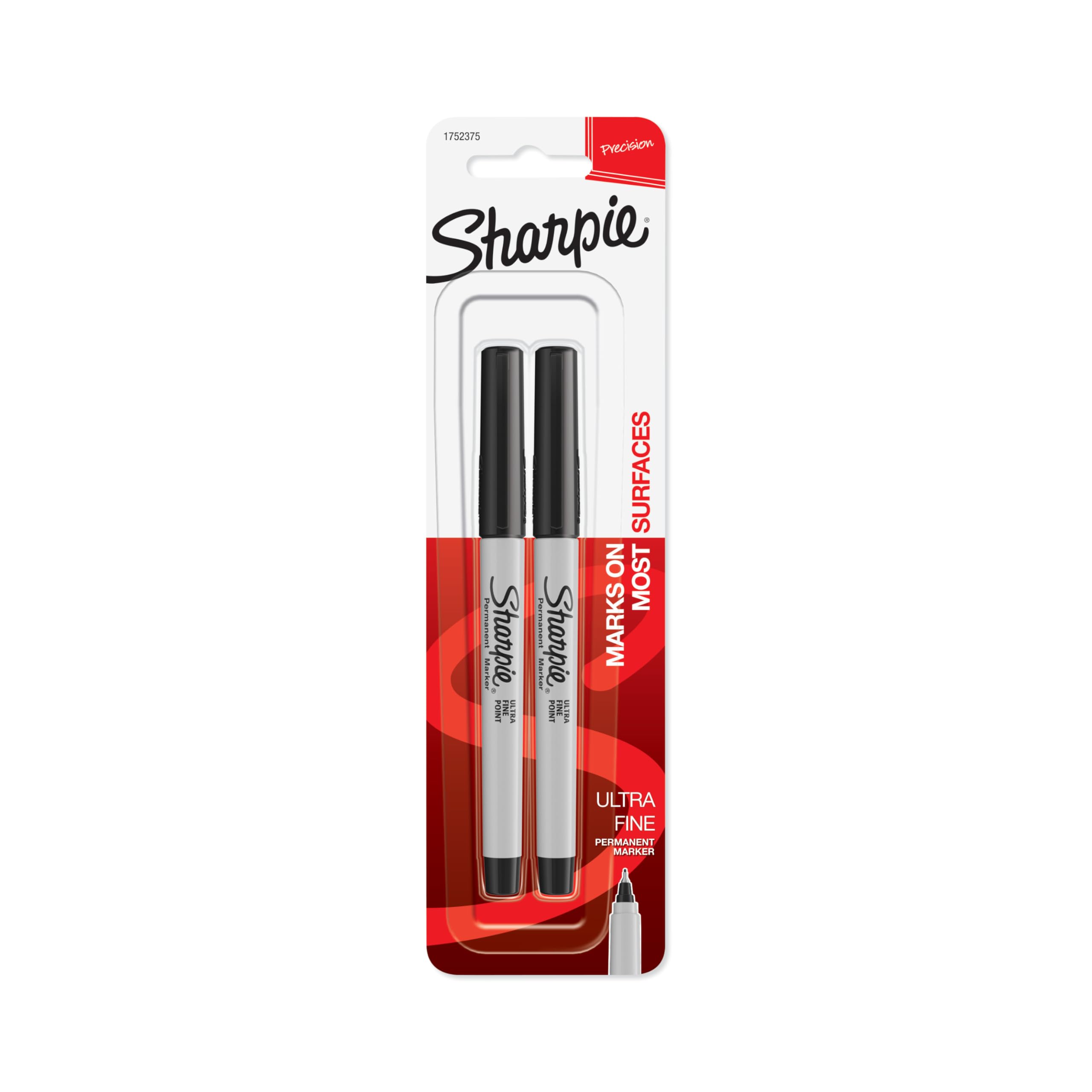 Sharpie Permanent Markers, Ultra Fine Point, Black, 2 Count - Home, School, Offi