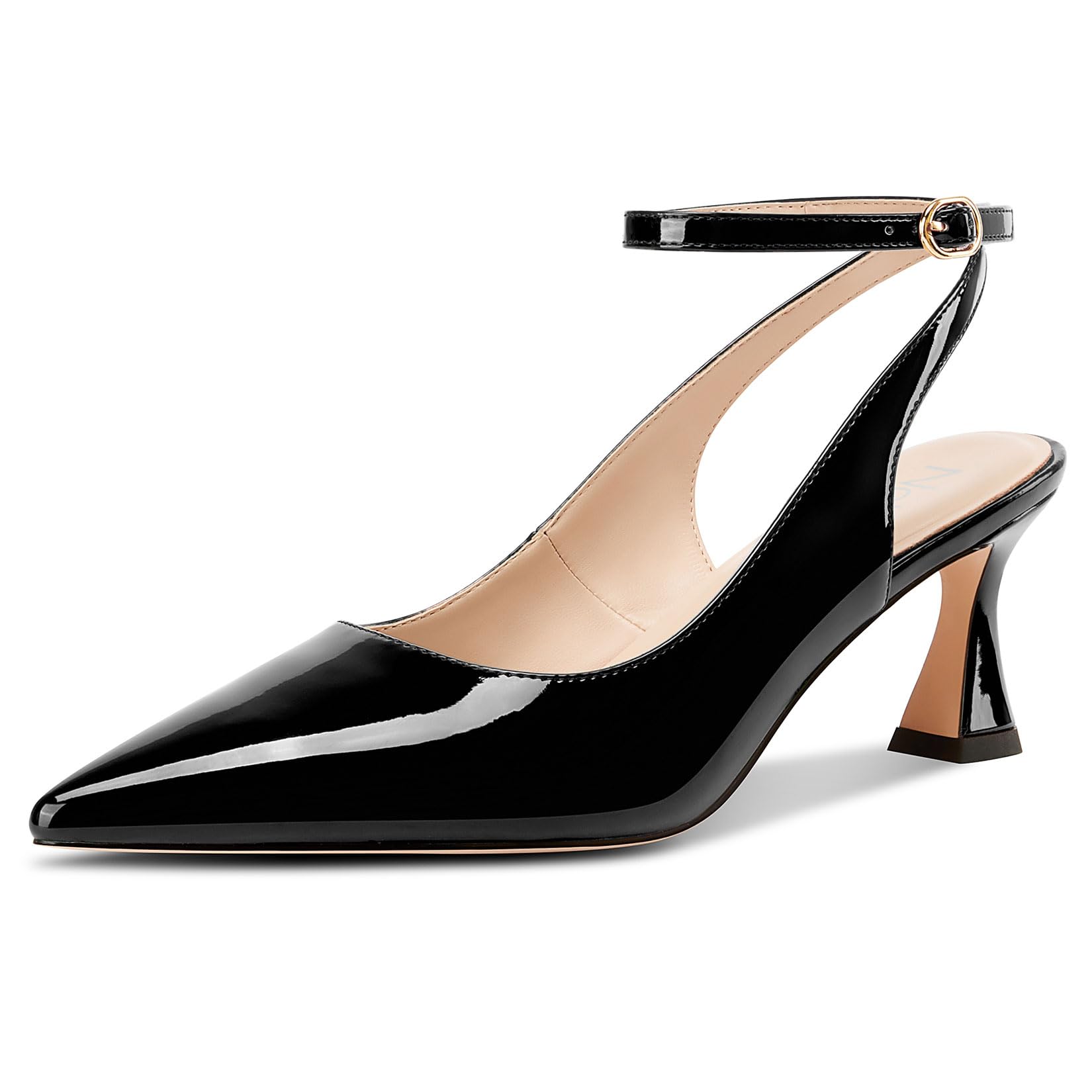 NobleOnly Zapatos de tacón de gatito con correa de tobillo y puntera cerrada par