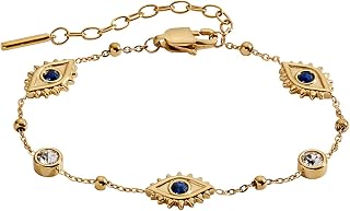Alex and Ani Evil Eye Crystal Stone Chain Bracelet, Stainless Steel Gold