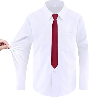 Boys Long Sleeve Button-Down Dress Shirts with Tie: 2 Fabrics (Stretch/Standard) & 2 Fits (Regular/Husky)