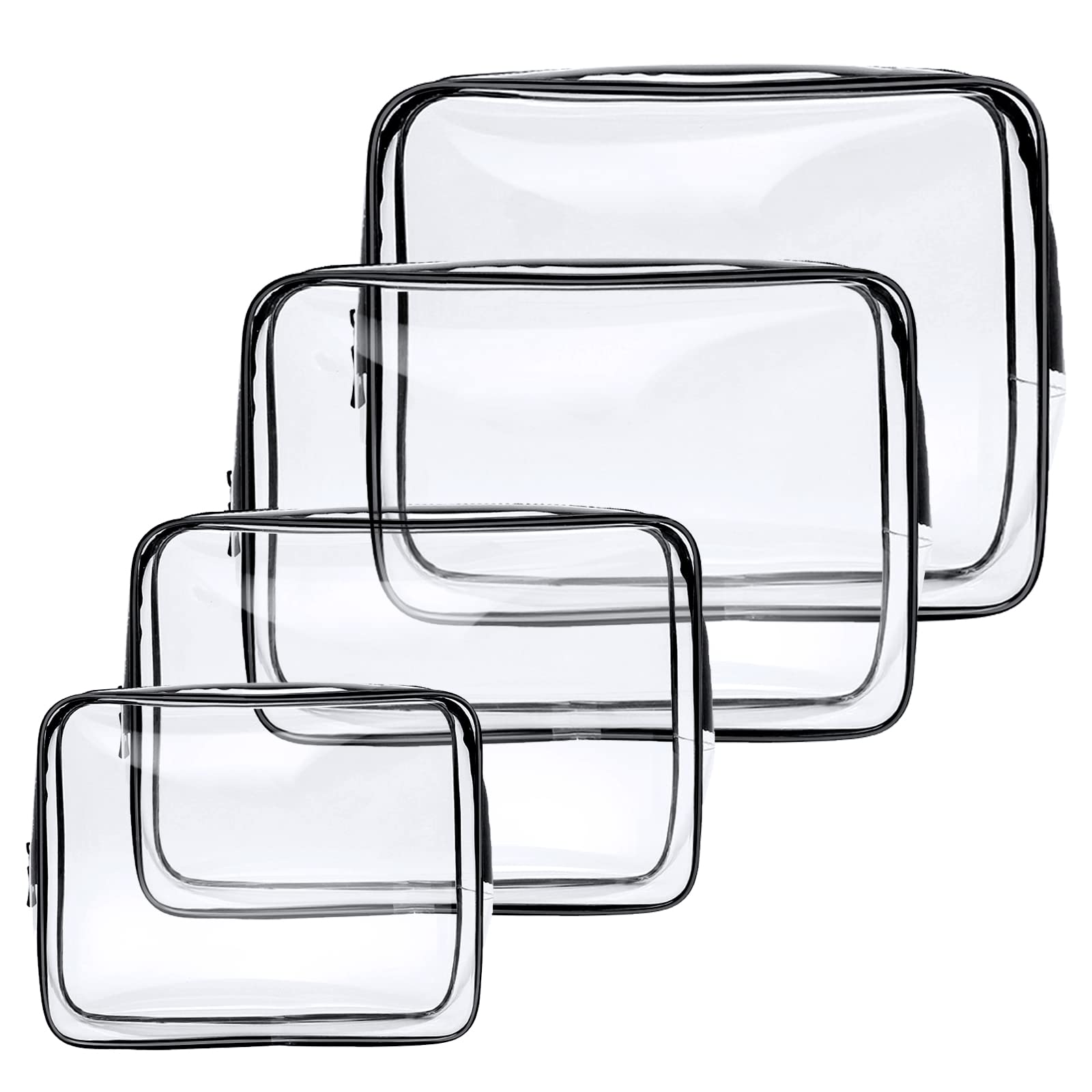 Aucuu 4-Pack Clear Wash & Makeup Bags TSA Approved Makeup Bags, PVC Waterproof T