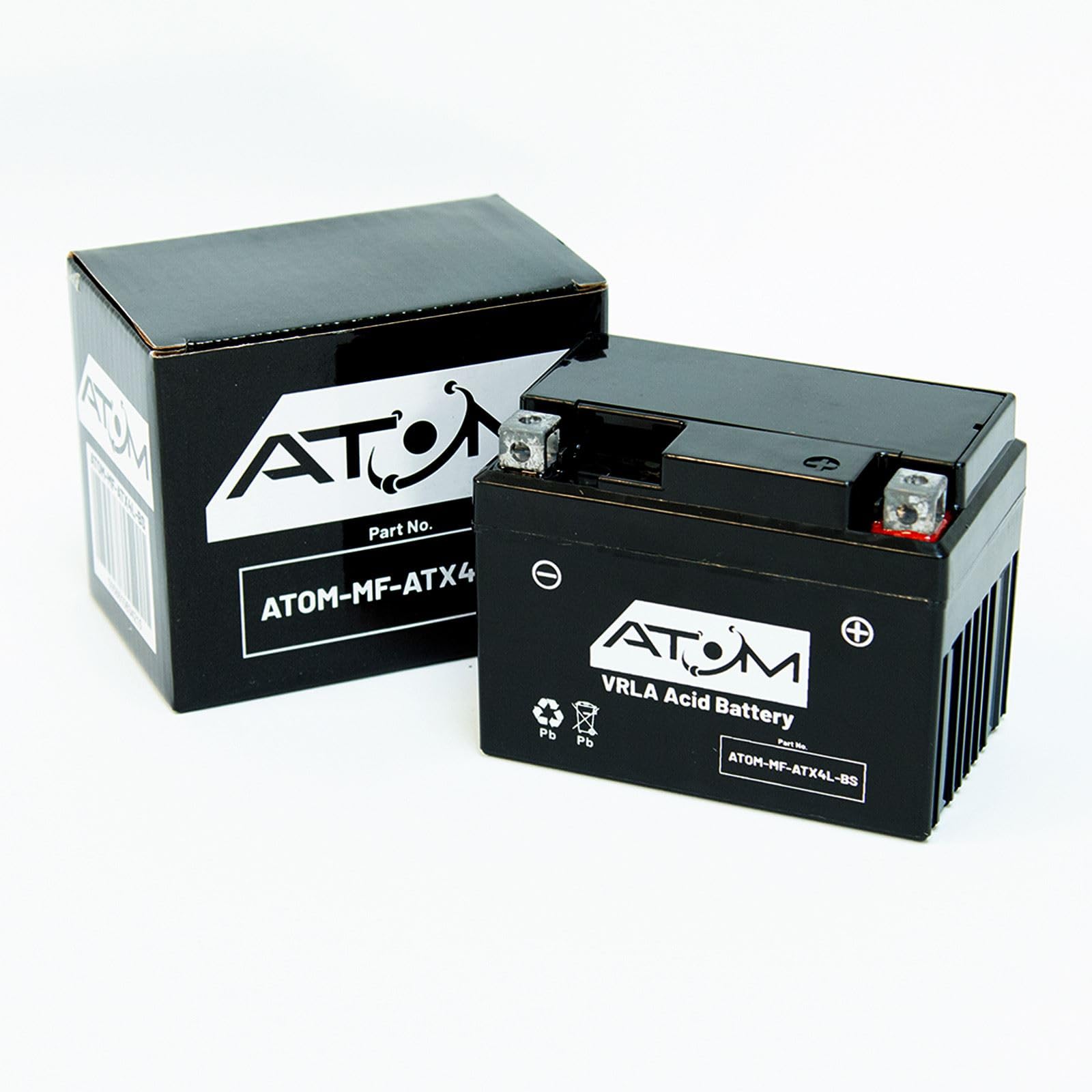 ATX4L-BS - Atom Sport Motorcycle Battery Maintenance Free High Cranking Power 12