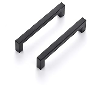 Ravinte Matte Black Square Cabinet Handles Drawer Pulls,5 Inch,30 Pack | Screws Included, Stainless Steel, Square Bar Grip, Easy Install, Kitchen Cabinet Hardware, For Cupboards, Drawers, Dressers