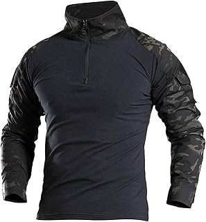 FENG Men's Tactical Military Combat T-Shirt Camouflage Shirt Slim Fit Long Sleeve Military Uniform Accessories Airsoft Hunting Hiking