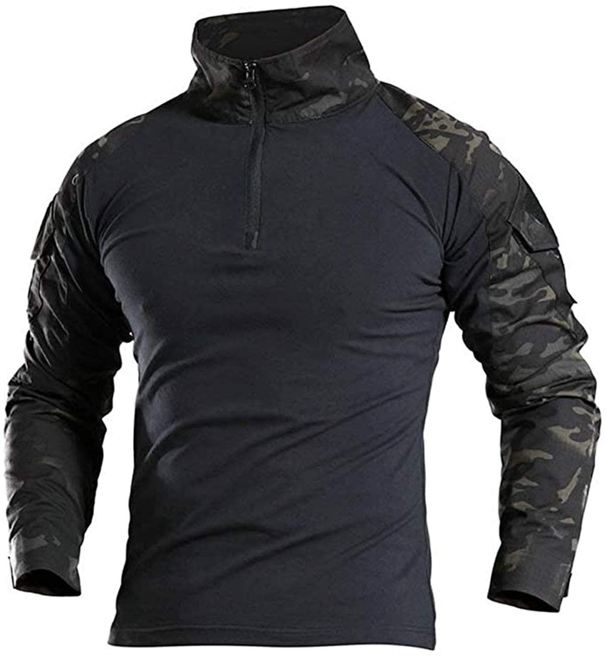 FENG Men's Tactical Military Combat T-Shirt Camouflage Shirt Slim Fit Long Sleev