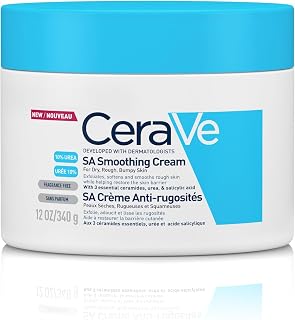 CeraVe SA Smoothing Cream Pot With Salicylic Acid, 10% Urea, & 3 Essential Ceramides, Gentle Exfoliating Body Cream for Dry Rough Bumpy Skin, Fast-Absorbing, Dermatologist Developed