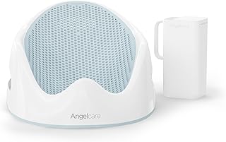 Angelcare Soft-Touch Baby Bath Support &amp; Rinser Bundle, Aqua | Ergonomic soft-touch bath support and gentle rinser help keep newborns comfortable during bath time.