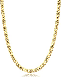Momlovu Gold Chain Silver Chain for Men Boys, 4mm/6mm Non-Tarnish 18K Gold-Plated Cuban Link Chain, Cool Men's Necklace Chain 18/20/22/24/26 Inch, Durable Lobster Clasp