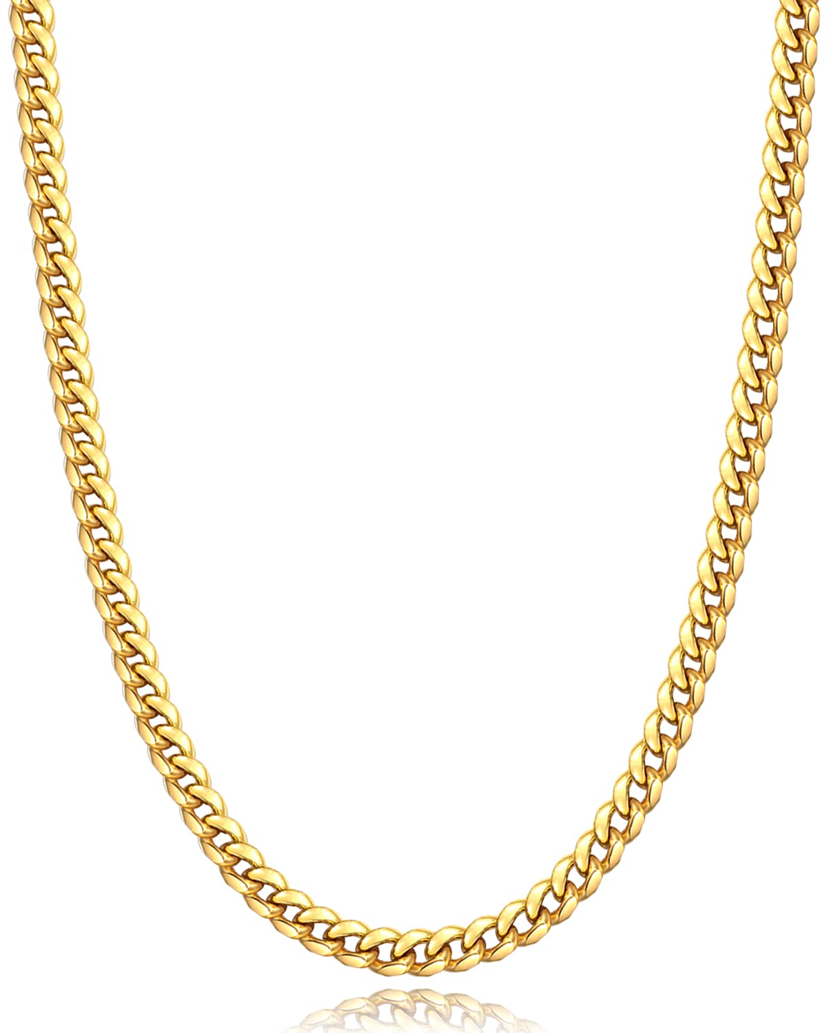 Momlovu Gold Chain Silver Chain for Men Boys, 4mm/6mm Non-Tarnish 18K Gold-Plate