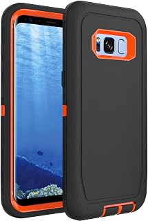 Case for Galaxy S8, Heavy-Duty Tough Rugged Shockproof Drop Protective Cover Cases for Samsung Galaxy S8, Black+Orange