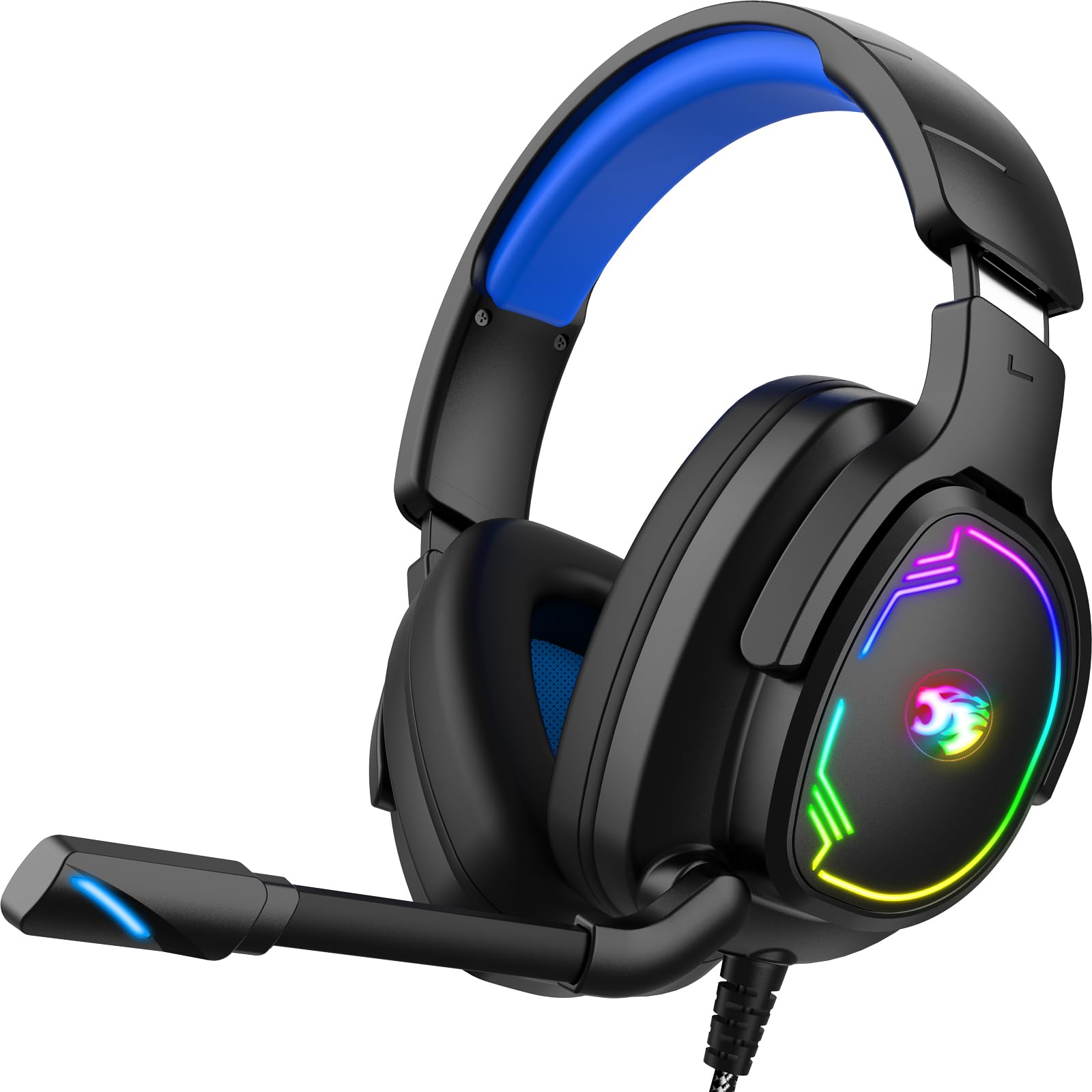 Jimonyer Gaming Headset for PS5 PS4 Xbox Series X|S PC Switch (Blue) | 7.1 Surro