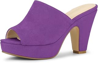 Allegra K Women's Open Toe Platform Chunky Heel Slides Sandals