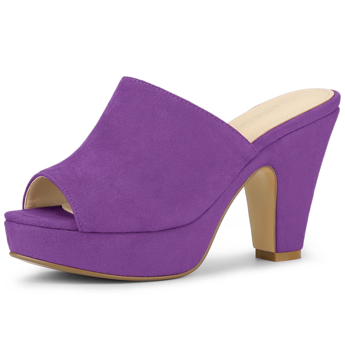 Allegra K Women's Open Toe Platform Chunky Heel Slides Sandals