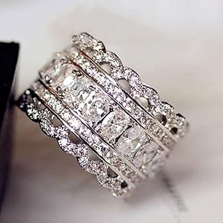 Beautiful Silver Color Cubic Zirconia Wide Rings Fashion Wedding Rings for Women
