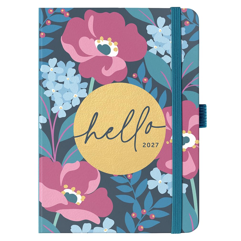 Busy B 2027 A6 Weekly Planner Diary - Charcoal Floral - 3 Pockets | The Busy B A