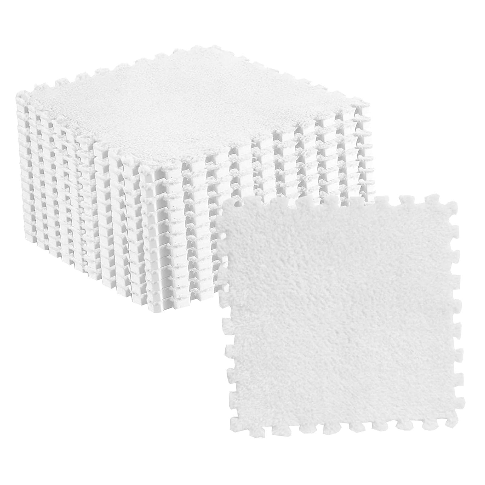Acouto 10pcs Plush Puzzle Floor Foam Mat Tiles Cuttable Slip Interlocking Carpet