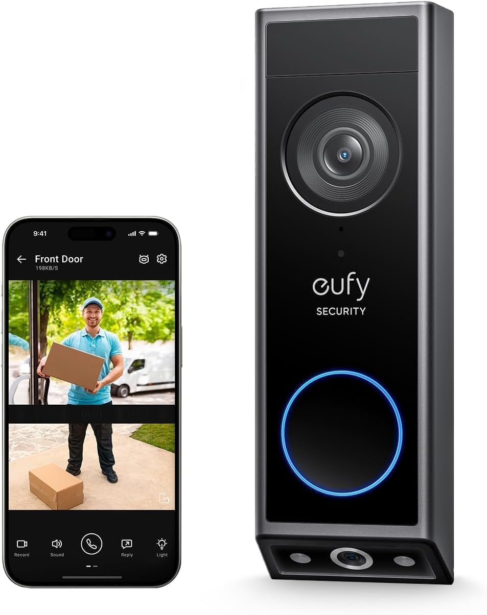 eufy Security Video Doorbell E340, Dual Cameras with Delivery Guard 2K FHD | Wir