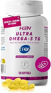 HSN Ultra Omega-3 TG 1000mg IFOS™ - 120 Beads | Omega-3 Fish Oil. 350mg EPA, 250mg DHA. Natural form of triglycerides. With Vitamin E Free of heavy metals