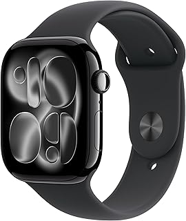 Apple Watch Series 11 GPS 46mm Smart Watch with Diamond Black Aluminium Case and Black Sports Band (M/L) Sleep Index, Fitness Tracker, Health Tracking, Always-On Display, Water Protection