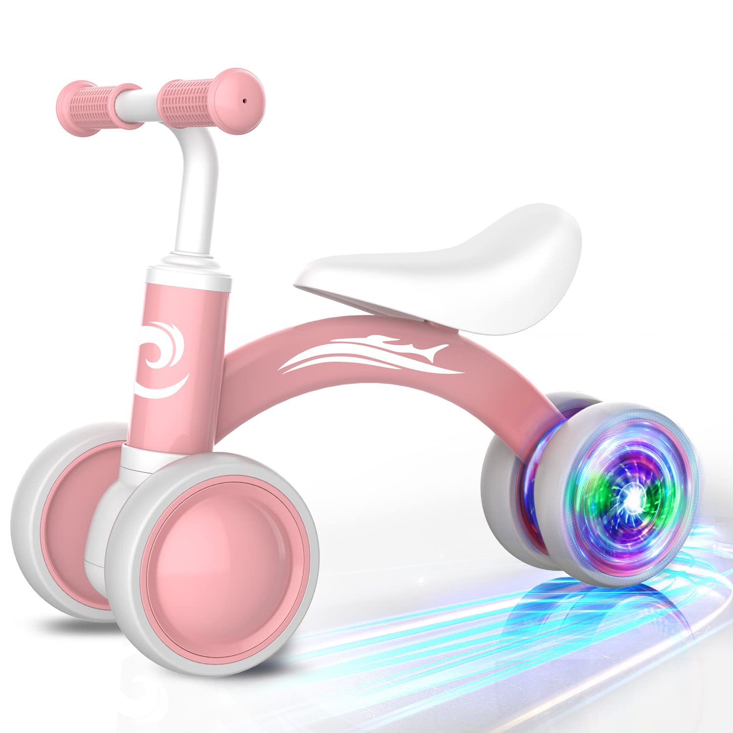 Gamfeiny Colorful Lighting Baby Balance Bike Toys for 1 Year Old Boy Girl Gifts,