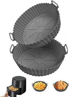 2 Pack Air Fryer Silicone Liners 20cm Air Fryer Basket Liners Silicone Baking Molds 2.8-4.7L for Air Fryer Oven