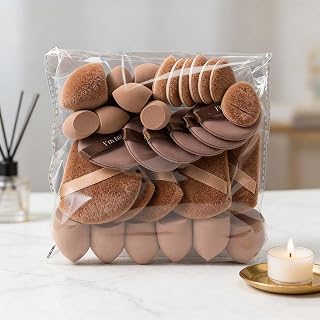 35 Piece Makeup Sponge Set, Paw Paw Paw & Small Finger Beauty Blender Sponge with Powder Puff Assorted Size Beauty Blender Sponge for Foundation (Coffee)
