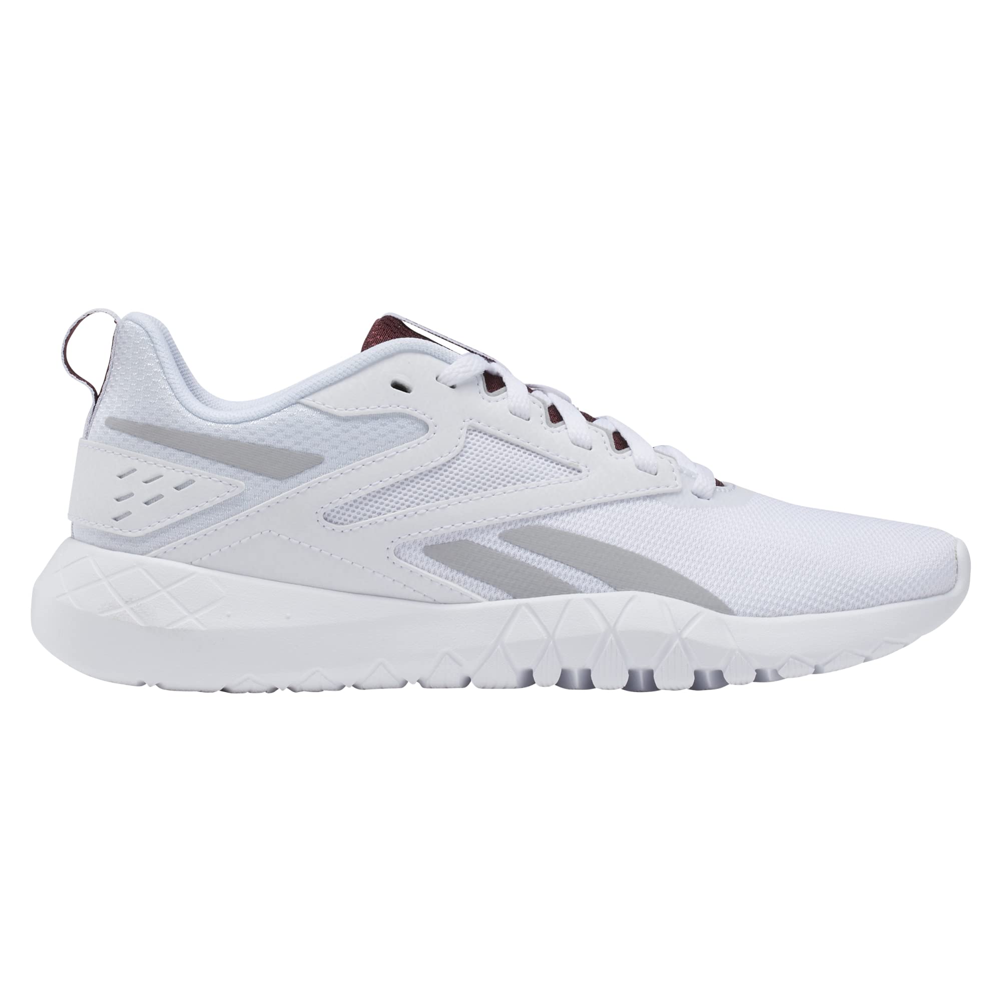 Reebok Women's Flexagon 4 Energy Sneaker, White/Pure Grey/Maroon, 11