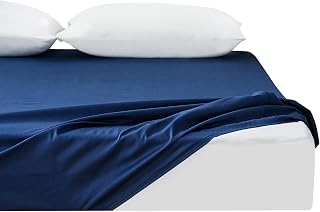 Kumori 100% Cotton Fitted Sheet, No Pilling, Queen, Gentle on Bare Skin, Absorbent, Quick Drying, Durable, Washable, All Seasons, Fits Bed/Mattress/Mattress, Mattress Cover, Bed Sheet, 63.0 x 78.7 inches (160 x 200 cm), Navy