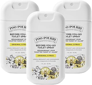 Poo-Pourri Before-You-Go Pocket Toilet Spray, Travel Essentials, Original Citrus, 1 Fl Oz, Up to 50 Uses, On-The-Go Bathroom Odor Deodorizer with Essential Oils, 3 Pack