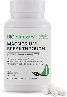 BIOptimizers Magnesium Breakthrough 500mg, 7 Forms of Magnesium 60 Capsules | Glycinate, Malate, Citrate & More for Restful Sleep, Stress Resilience & Muscle Recovery